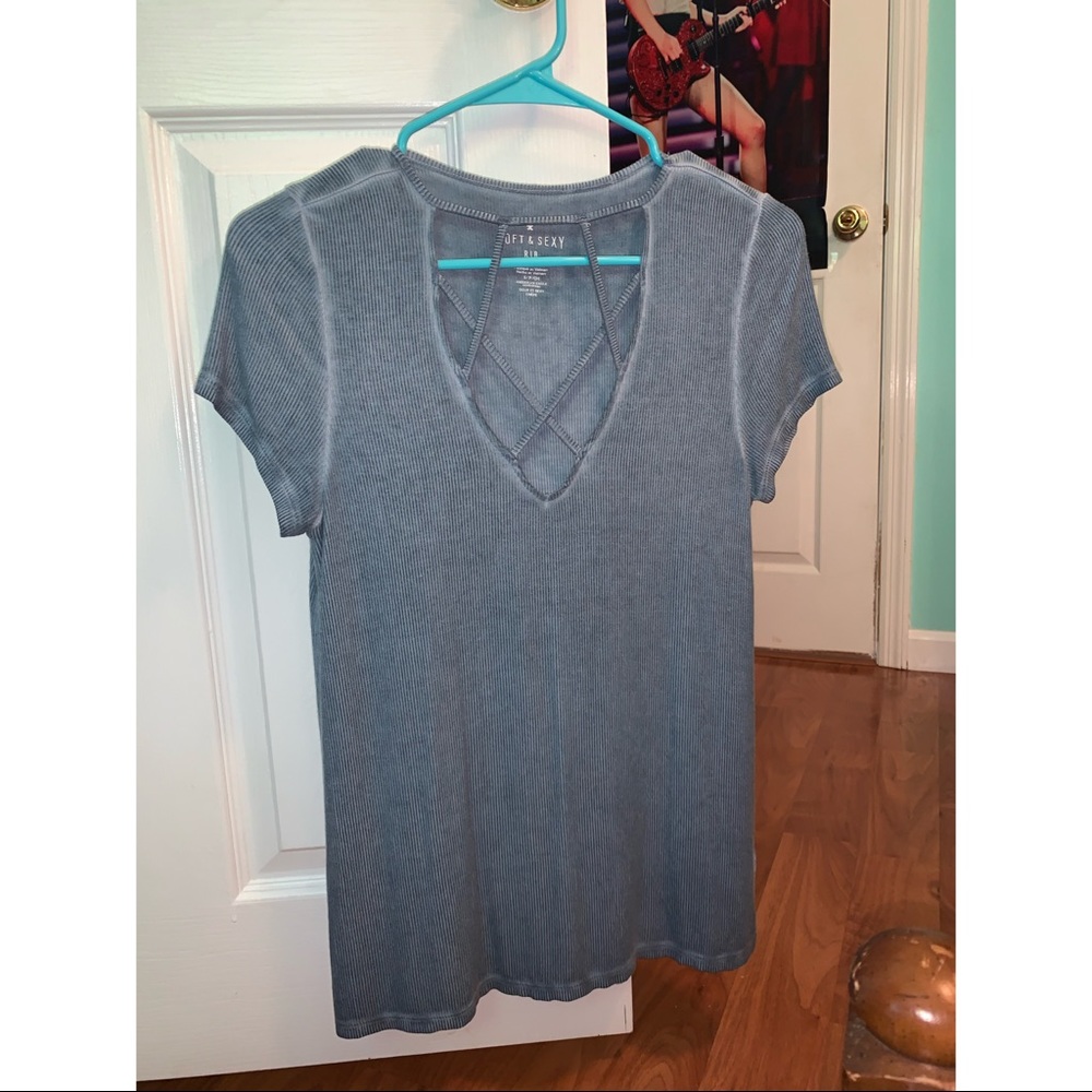 Soft Blue Cross Front Top